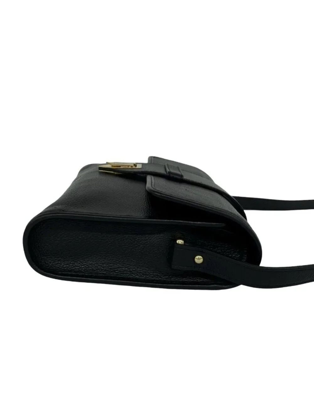 Saint Laurent Vintage YSL Logo Leather Shoulder Bag Pochette Black